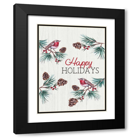 Happy Holidays Black Modern Wood Framed Art Print with Double Matting by Tyndall, Elizabeth