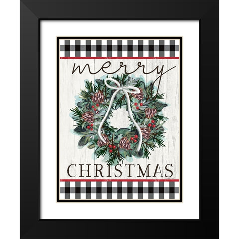 Merry Christmas Black Modern Wood Framed Art Print with Double Matting by Tyndall, Elizabeth