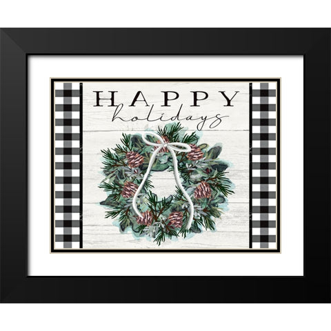 Happy Holidays Black Modern Wood Framed Art Print with Double Matting by Tyndall, Elizabeth