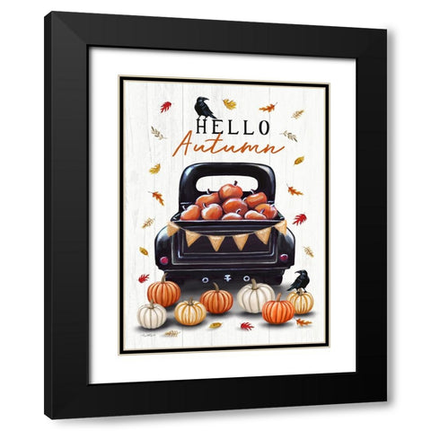Hello Autumn Black Modern Wood Framed Art Print with Double Matting by Tyndall, Elizabeth