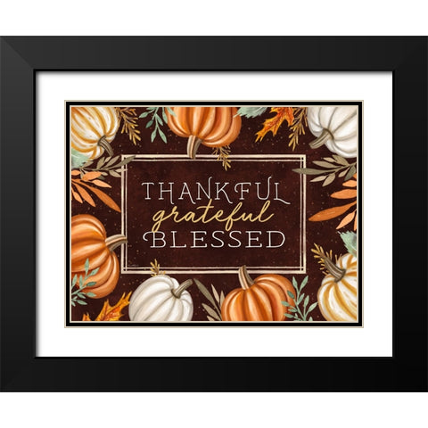 Thankful, Grateful, Blessed Black Modern Wood Framed Art Print with Double Matting by Tyndall, Elizabeth