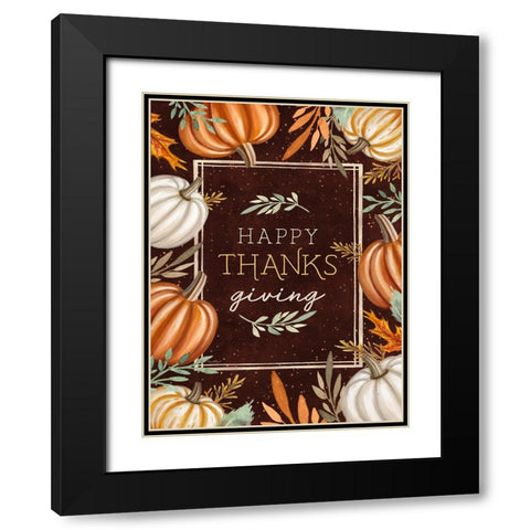 Happy Thanksgiving Black Modern Wood Framed Art Print with Double Matting by Tyndall, Elizabeth