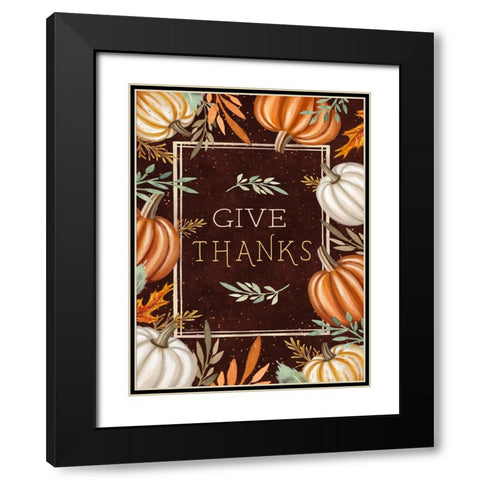 Give Thanks Black Modern Wood Framed Art Print with Double Matting by Tyndall, Elizabeth