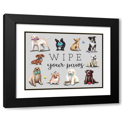 Wipe Your Paws Black Modern Wood Framed Art Print with Double Matting by Tyndall, Elizabeth