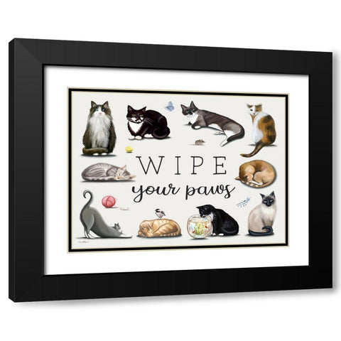 Wipe Your Paws Black Modern Wood Framed Art Print with Double Matting by Tyndall, Elizabeth