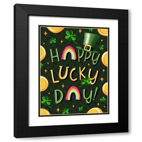 Happy Lucky Day Black Modern Wood Framed Art Print with Double Matting by Tyndall, Elizabeth