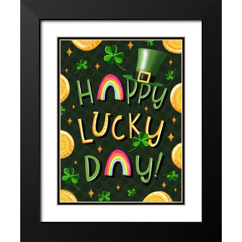 Happy Lucky Day Black Modern Wood Framed Art Print with Double Matting by Tyndall, Elizabeth