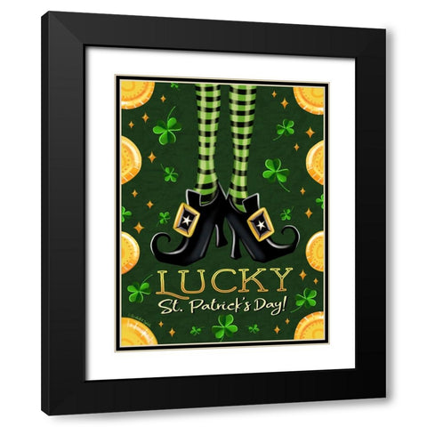 Lucky St. Patricks Day Black Modern Wood Framed Art Print with Double Matting by Tyndall, Elizabeth