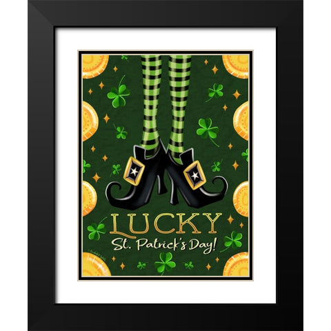 Lucky St. Patricks Day Black Modern Wood Framed Art Print with Double Matting by Tyndall, Elizabeth