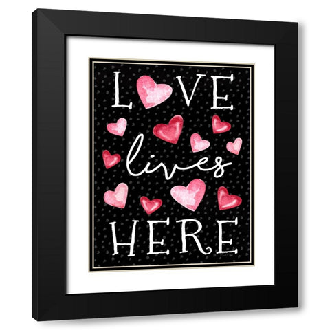 Love Lives Here Black Modern Wood Framed Art Print with Double Matting by Tyndall, Elizabeth