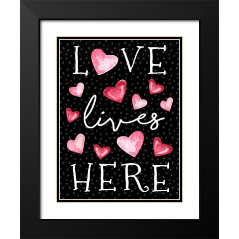 Love Lives Here Black Modern Wood Framed Art Print with Double Matting by Tyndall, Elizabeth