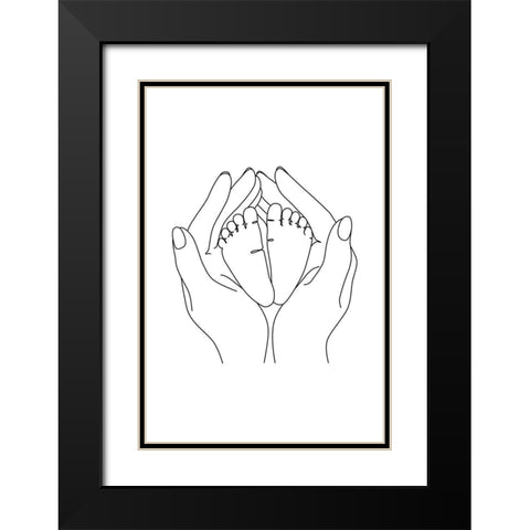 Baby Feet Black Modern Wood Framed Art Print with Double Matting by JJ Design House