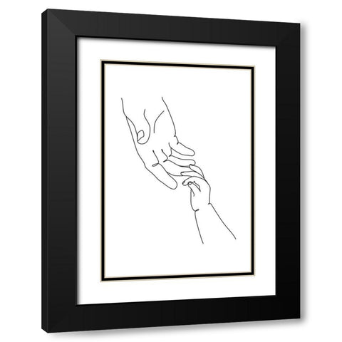 Baby Hand Black Modern Wood Framed Art Print with Double Matting by JJ Design House