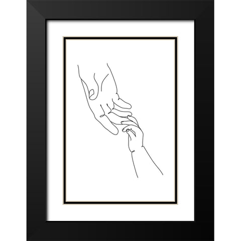 Baby Hand Black Modern Wood Framed Art Print with Double Matting by JJ Design House