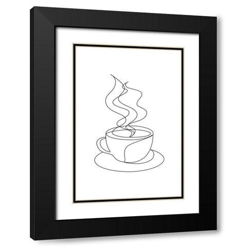 Coffee Cup Black Modern Wood Framed Art Print with Double Matting by JJ Design House
