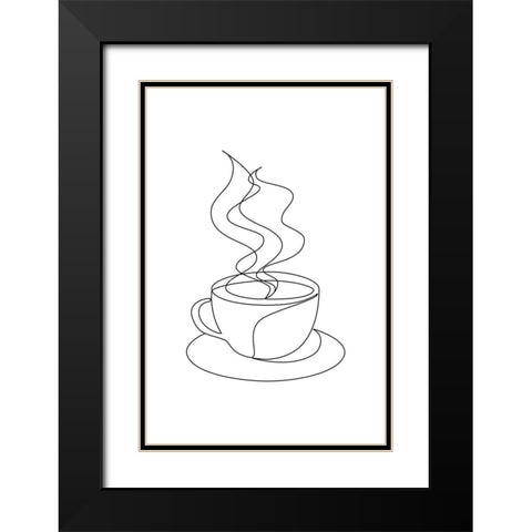 Coffee Cup Black Modern Wood Framed Art Print with Double Matting by JJ Design House