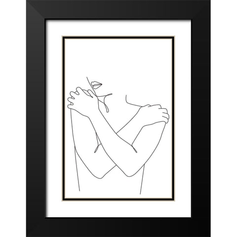 Nude II Black Modern Wood Framed Art Print with Double Matting by JJ Design House