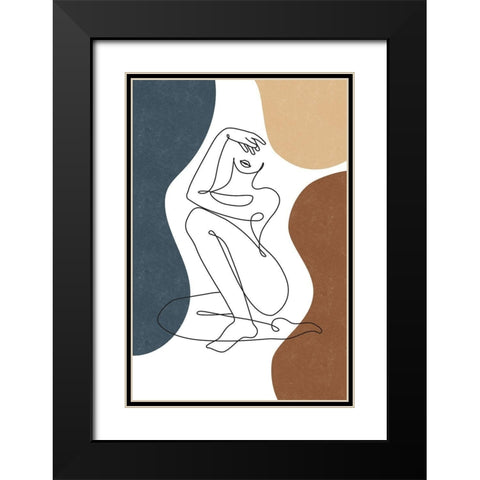 Curves II Black Modern Wood Framed Art Print with Double Matting by JJ Design House