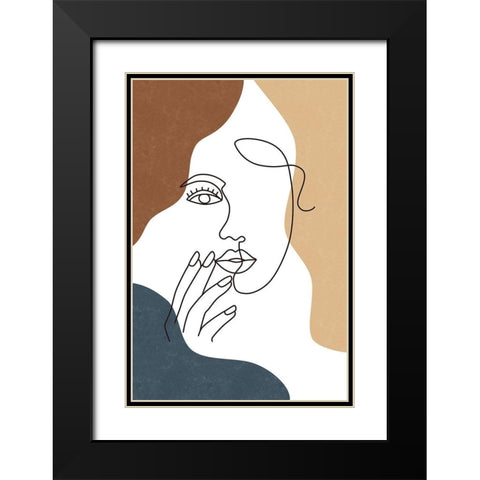 Curves III Black Modern Wood Framed Art Print with Double Matting by JJ Design House