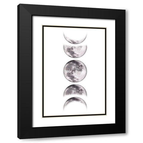 Moon Phases VI Black Modern Wood Framed Art Print with Double Matting by JJ Design House