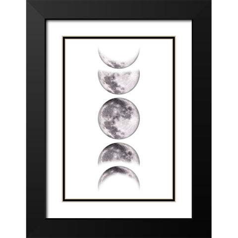 Moon Phases VI Black Modern Wood Framed Art Print with Double Matting by JJ Design House
