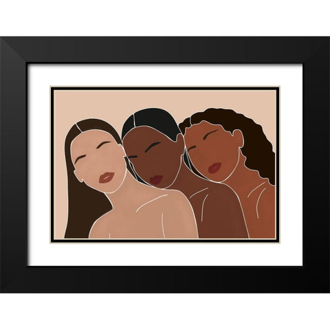 Three Women Black Modern Wood Framed Art Print with Double Matting by JJ Design House
