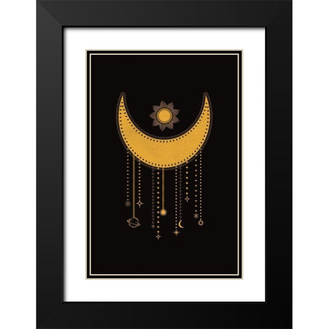 Moon Catcher Black Modern Wood Framed Art Print with Double Matting by JJ Design House