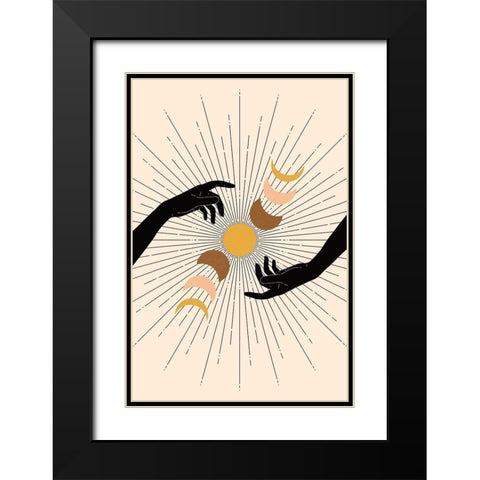 Moon Cycles Black Modern Wood Framed Art Print with Double Matting by JJ Design House