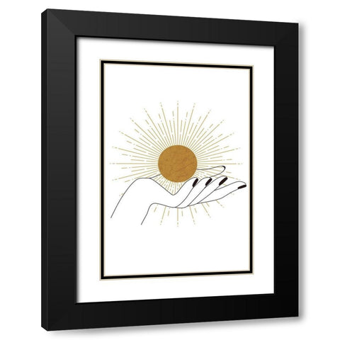 Hand and Sun Black Modern Wood Framed Art Print with Double Matting by JJ Design House