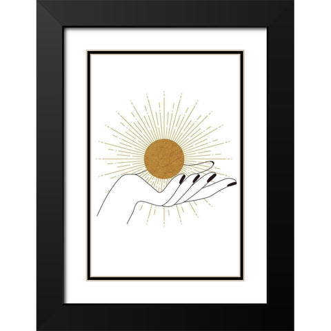 Hand and Sun Black Modern Wood Framed Art Print with Double Matting by JJ Design House