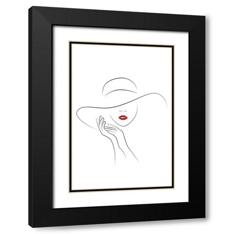 Hat Couture Black Modern Wood Framed Art Print with Double Matting by JJ Design House