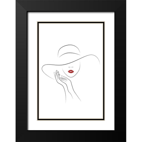 Hat Couture Black Modern Wood Framed Art Print with Double Matting by JJ Design House