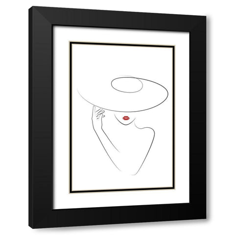 Hat Couture II Black Modern Wood Framed Art Print with Double Matting by JJ Design House