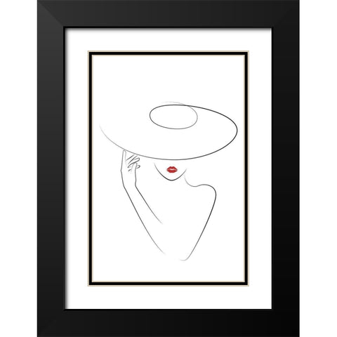 Hat Couture II Black Modern Wood Framed Art Print with Double Matting by JJ Design House
