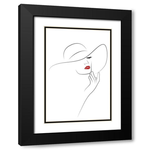 Hat Couture III Black Modern Wood Framed Art Print with Double Matting by JJ Design House