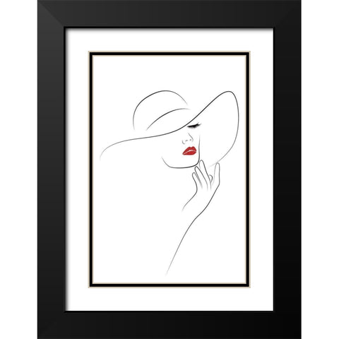 Hat Couture III Black Modern Wood Framed Art Print with Double Matting by JJ Design House
