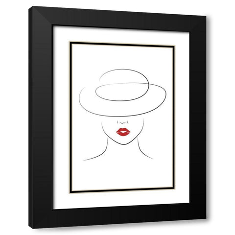 Hat Couture IV Black Modern Wood Framed Art Print with Double Matting by JJ Design House
