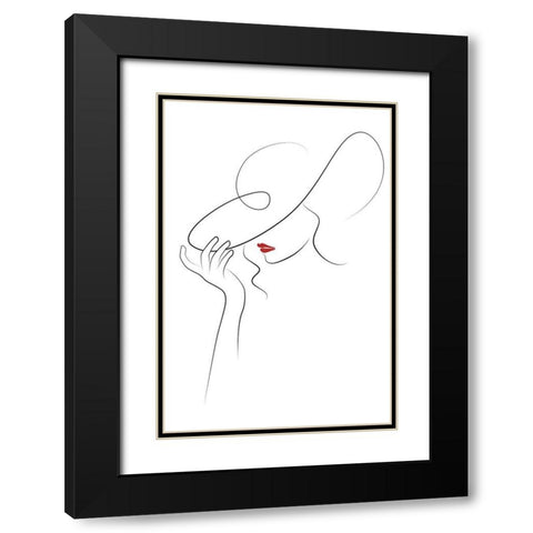 Hat Couture V Black Modern Wood Framed Art Print with Double Matting by JJ Design House
