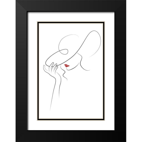Hat Couture V Black Modern Wood Framed Art Print with Double Matting by JJ Design House