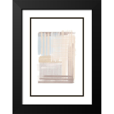 Blue Neutral Abstract Black Modern Wood Framed Art Print with Double Matting by JJ Design House