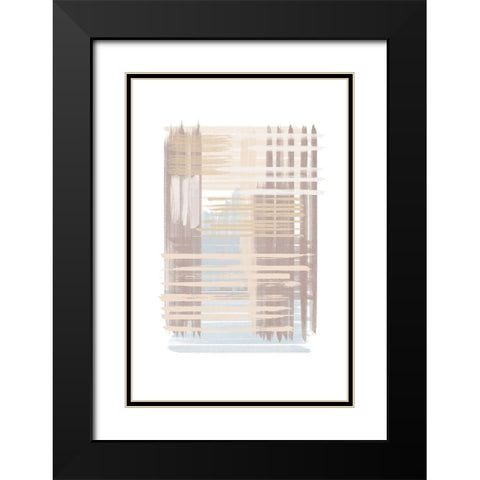 Blue Neutral Abstract III Black Modern Wood Framed Art Print with Double Matting by JJ Design House