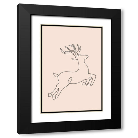 Reindeer Black Modern Wood Framed Art Print with Double Matting by JJ Design House