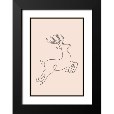 Reindeer Black Modern Wood Framed Art Print with Double Matting by JJ Design House