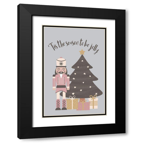 Tis the Season Black Modern Wood Framed Art Print with Double Matting by JJ Design House