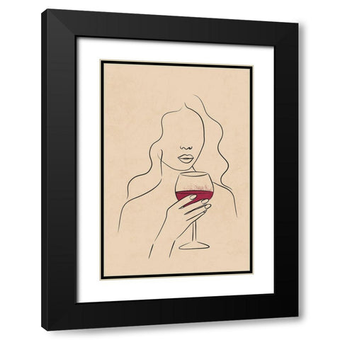 Just One Glass Black Modern Wood Framed Art Print with Double Matting by JJ Design House