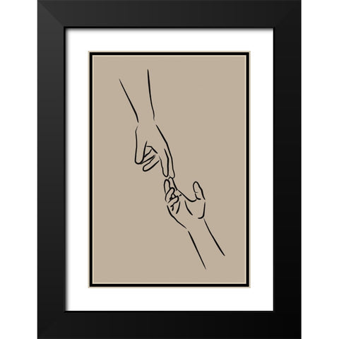 Hands Reaching Black Modern Wood Framed Art Print with Double Matting by JJ Design House