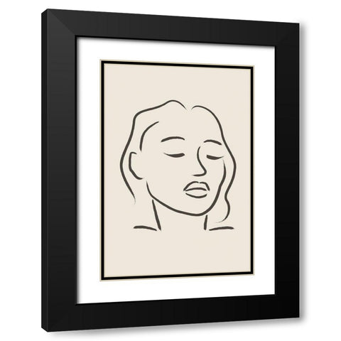 A Womans Face Black Modern Wood Framed Art Print with Double Matting by JJ Design House