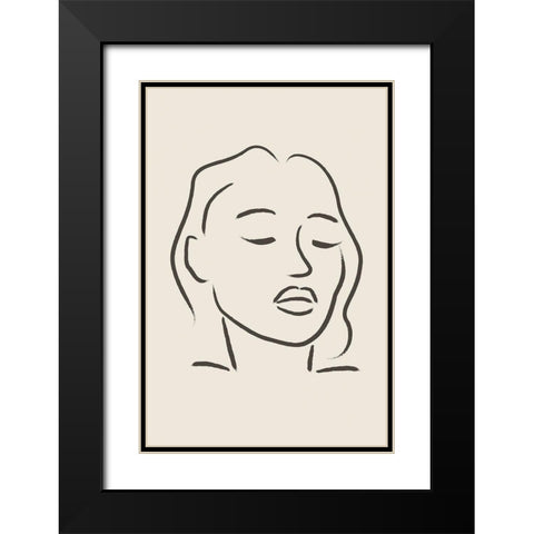 A Womans Face Black Modern Wood Framed Art Print with Double Matting by JJ Design House