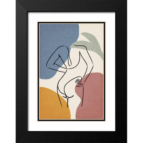Colorful Nude I Black Modern Wood Framed Art Print with Double Matting by JJ Design House