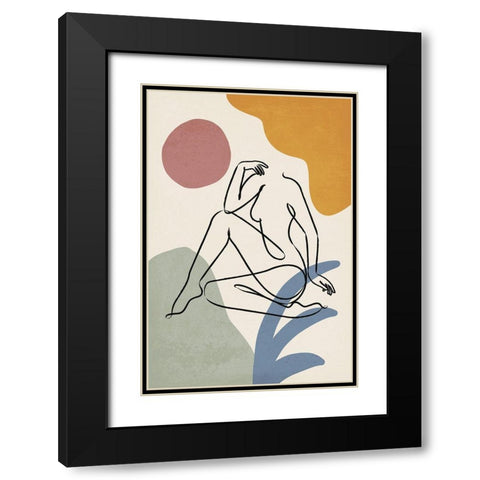 Colorful Nude II Black Modern Wood Framed Art Print with Double Matting by JJ Design House